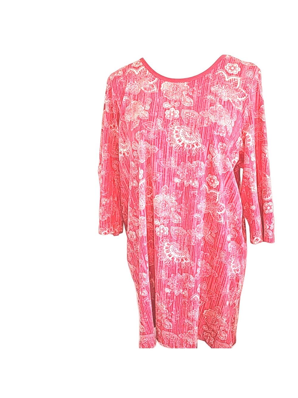 Womens Sz 16 Pink Floral 100% Cotton Floral Design Tunic Top Woman Within